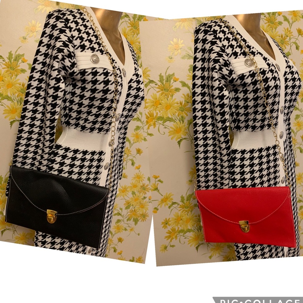 NWOT two Envelope clutch bag red and black